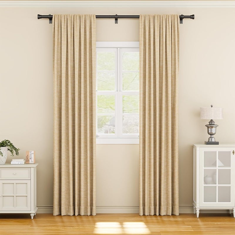 YaFex Curtain Rods 32-84 Inch, Heavy Duty 1 Inch Adjustable Curtain Rod for Windows, Black Long Window Treatment Rods, Modern Design, Easy Installation - Image 2